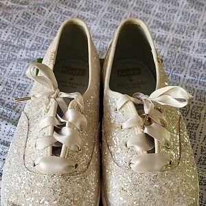 Kate Spade Cream Glitter Sneakers